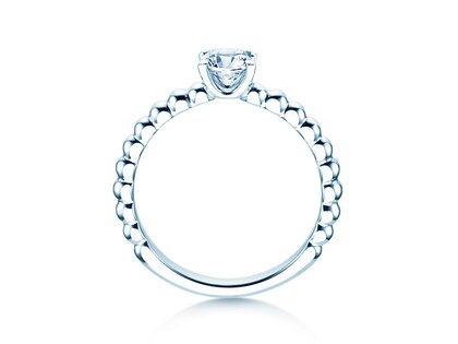 Bague de fiançailles Classic Beads en 9K or blanc avec diamant 0,50ct G/SI
