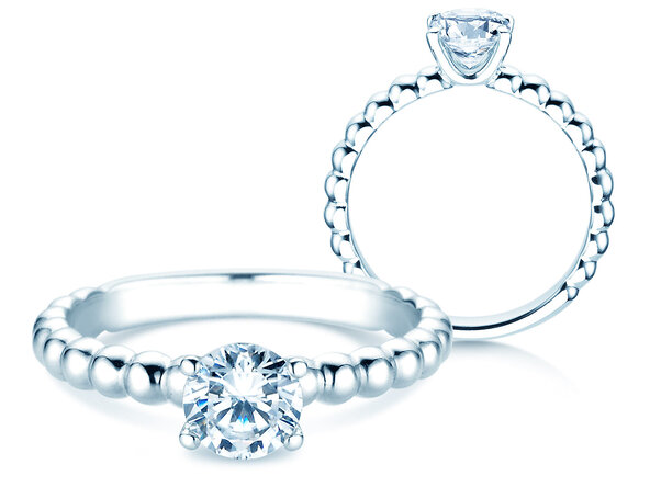 Bague de fiançailles Classic Beads en 14K or blanc avec diamant 0,75ct G/SI