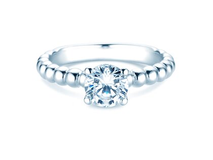 Bague de fiançailles Classic Beads en 9K or blanc avec diamant 1,00ct D/IF