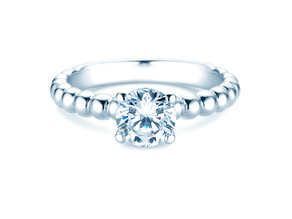 Bague de fiançailles Classic Beads en 9K or blanc avec diamant 1,00ct D/IF
