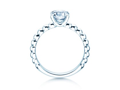 Bague de fiançailles Classic Beads en 9K or blanc avec diamant 1,00ct D/IF