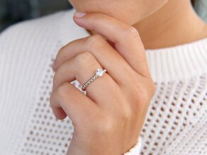 Bague de fiançailles Classic Beads en 9K or blanc avec diamant 0,50ct G/SI