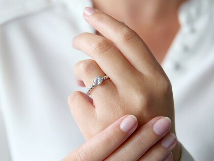 Bague de fiançailles Classic Beads en 14K or blanc avec diamant 0,75ct G/SI