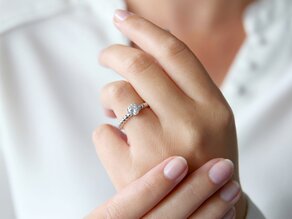 Bague de fiançailles Classic Beads en 14K or blanc avec diamant 0,75ct G/SI