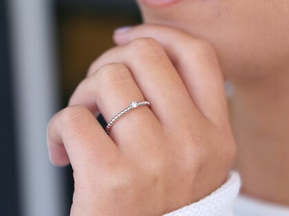 Bague de fiançailles Classic Beads en Argent 925/- avec diamant 0,05ct G/SI