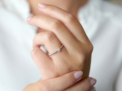 Bague de fiançailles Classic Beads en Argent 925/- avec diamant 0,10ct H/SI