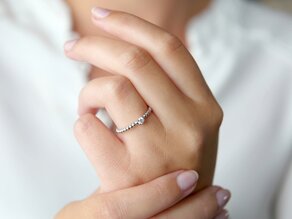 Bague de fiançailles Classic Beads en Argent 925/- avec diamant 0,10ct H/SI