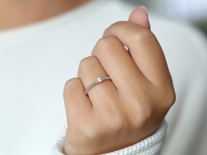 Bague de fiançailles Classic Beads en Argent 925/- avec diamant 0,10ct H/SI