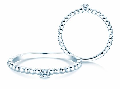 Bague de fiançailles Classic Beads en 14K or blanc avec diamant 0,05ct G/SI