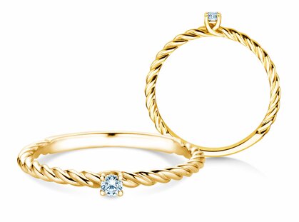 Bague de fiançailles Classic Loop en 14K or jaune avec diamant 0,05ct G/SI
