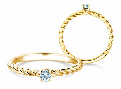 Bague de fiançailles Classic Loop en 9K or jaune avec diamant 0,10ct G/SI