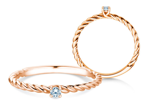 Bague de fiançailles Classic Loop en 9K or rose avec diamant 0,05ct G/SI