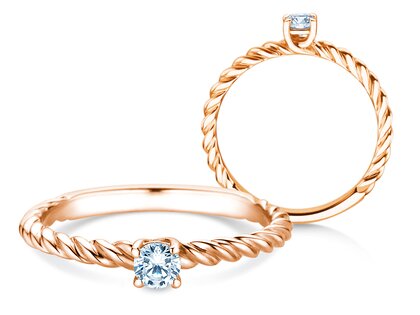 Bague de fiançailles Classic Loop en 9K or rose avec diamant 0,15ct G/SI