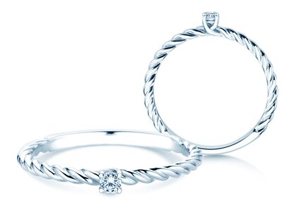 Bague de fiançailles Classic Loop en 9K or blanc avec diamant 0,05ct G/SI