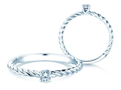 Bague de fiançailles Classic Loop en Argent 925/- avec diamant 0,10ct G/SI