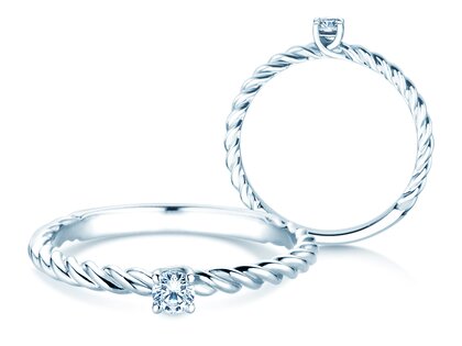 Bague de fiançailles Classic Loop en 9K or blanc avec diamant 0,10ct H/SI