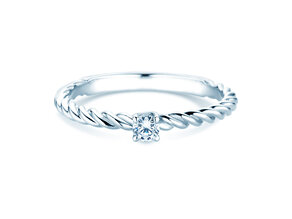 Bague de fiançailles Classic Loop en 9K or blanc avec diamant 0,10ct H/SI
