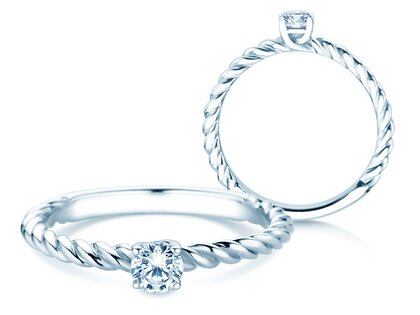 Bague de fiançailles Classic Loop en 9K or blanc avec diamant 0,20ct H/SI