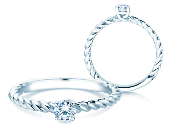 Bague de fiançailles Classic Loop en 9K or blanc avec diamant 0,20ct H/SI