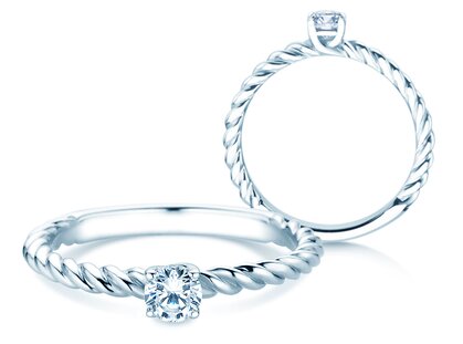 Bague de fiançailles Classic Loop en platine 950/- avec diamant 0,25ct H/SI