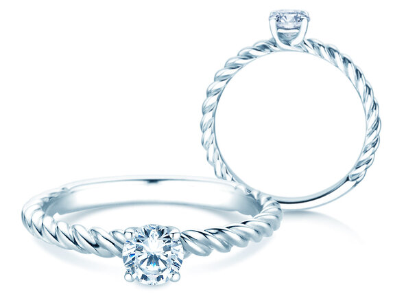 Bague de fiançailles Classic Loop en 9K or blanc avec diamant 0,30ct H/SI