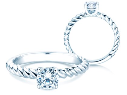 Bague de fiançailles Classic Loop en 18K or blanc avec diamant 0,60ct H/SI