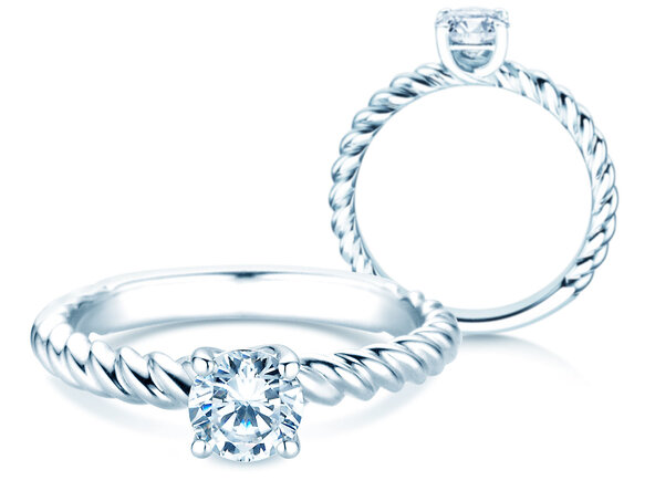 Bague de fiançailles Classic Loop en 18K or blanc avec diamant 0,60ct H/SI
