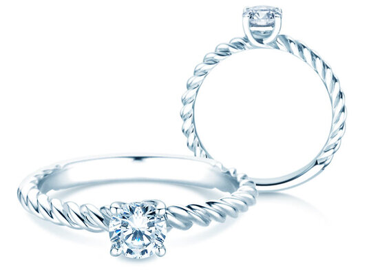 Bague de fiançailles Classic Loop en 9K or blanc avec diamant 0,50ct H/SI