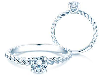 Bague de fiançailles Classic Loop en 9K or blanc avec diamant 0,50ct G/SI
