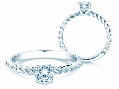 Bague de fiançailles Classic Loop en 14K or blanc avec diamant 0,50ct G/SI