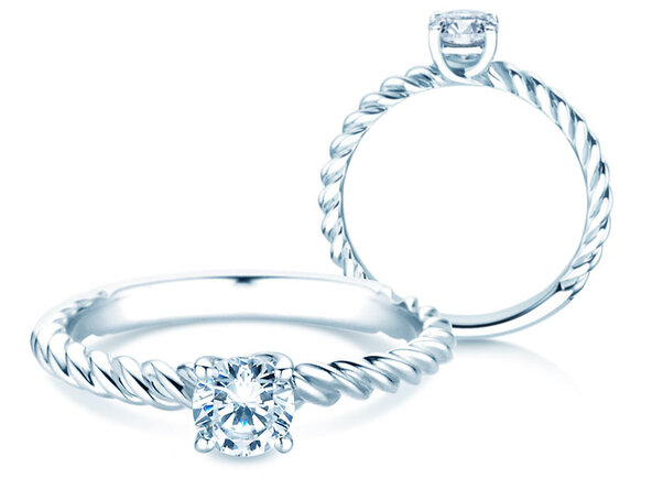 Bague de fiançailles Classic Loop en 9K or blanc avec diamant 0,50ct G/SI