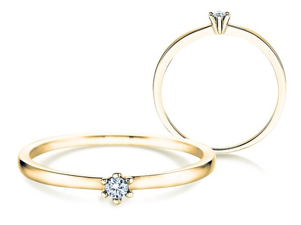 Bague de fiançailles Classic Petite dans 14K or jaune avec diamant 0,05ct G/SI