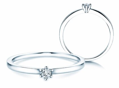 Bague de fiançailles Classic Petite dans 14K or blanc avec diamant 0,07ct