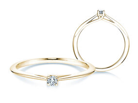 Bague de fiançailles Delight en 9K or jaune avec diamant 0,05ct G/SI