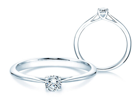 Bague de fiançailles Delight en 9K or blanc avec diamant 0,25ct H/SI