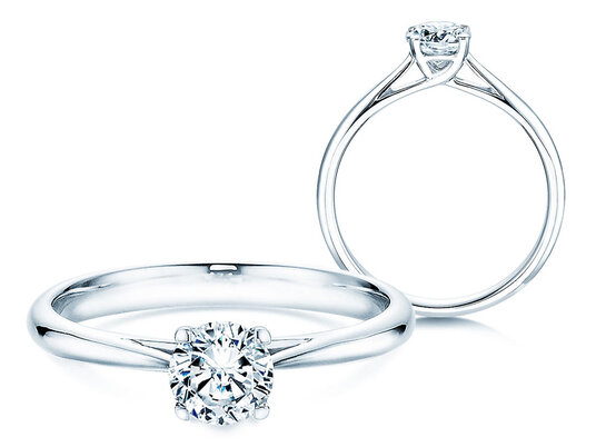 Bague de fiançailles Delight en 9K or blanc avec diamant 0,50ct H/SI