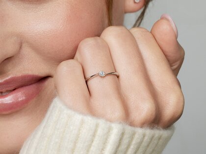 Bague de fiançailles Devotion dans Argent 925/- avec diamant 0,05ct D/IF