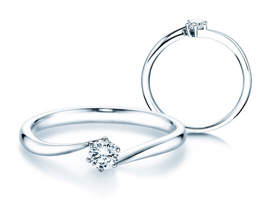 Bague de fiançailles Devotion dans 14K or blanc avec diamant 0,20ct D/IF