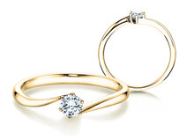 Bague de fiançailles Devotion en 9K or jaune avec diamant 0,05ct G/SI