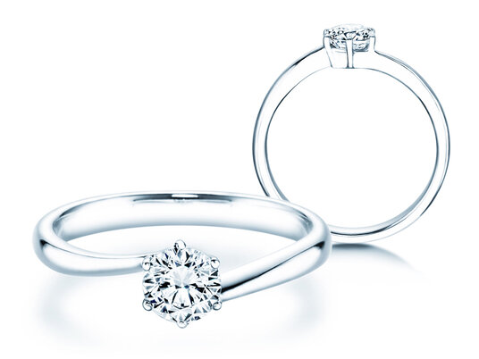 Bague de fiançailles Devotion en 9K or blanc avec diamant 0,50ct H/SI
