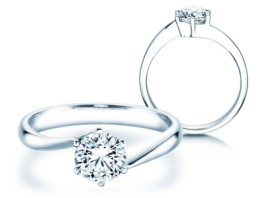 Bague de fiançailles Devotion en 9K or blanc avec diamant 1,00ct H/SI