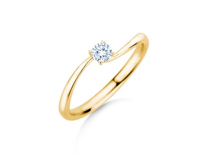 Bague de fiançailles Devour en 14K or jaune avec diamant de laboratoire 0,15ct E/VS
