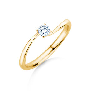 Bague de fiançailles Devour en 14K or jaune avec diamant de laboratoire 0,15ct E/VS