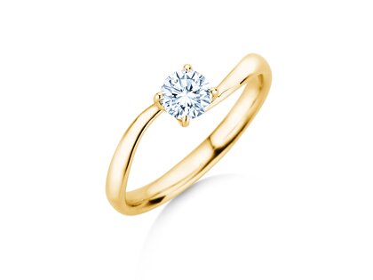 Bague de fiançailles Devour en 9K or jaune avec diamant de laboratoire 0,50ct E/VS