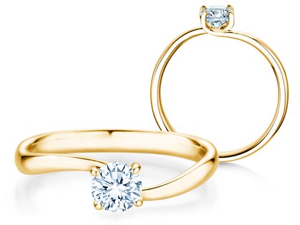 Bague de fiançailles Devour en 9K or jaune avec diamant de laboratoire 0,50ct E/VS