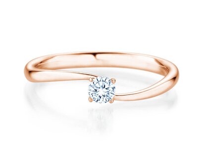 Bague de fiançailles Devour en 9K or rose avec diamant de laboratoire 0,15ct E/VS