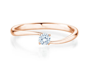 Bague de fiançailles Devour en 9K or rose avec diamant de laboratoire 0,15ct E/VS