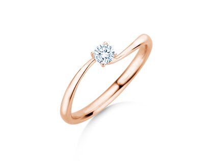 Bague de fiançailles Devour en 9K or rose avec diamant de laboratoire 0,15ct E/VS
