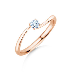 Bague de fiançailles Devour en 9K or rose avec diamant de laboratoire 0,15ct E/VS