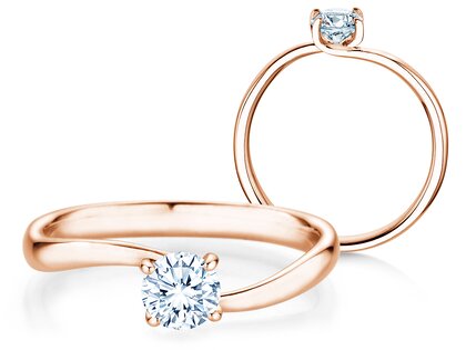 Bague de fiançailles Devour en 14K or rose avec diamant de laboratoire 0,50ct E/VS